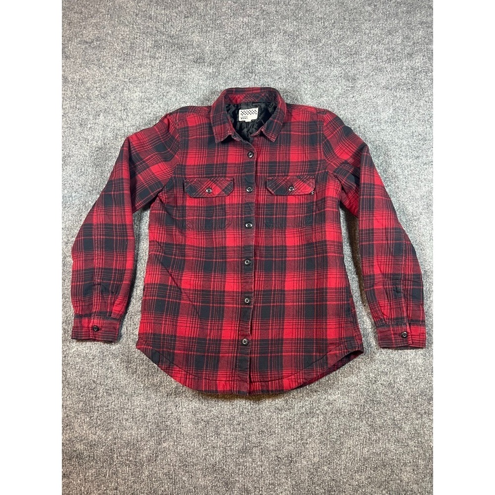 VANS Off The Wall Red/Black Button Up Flannel Lined Shirt Jacket Unisex Size M